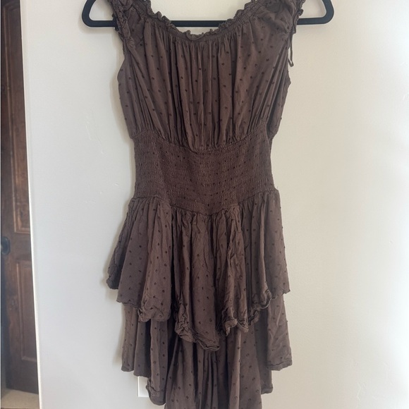 Princess Polly Love Galore Chocolate Brown Smocked Romper Boho Cottagecore - Picture 7 of 7